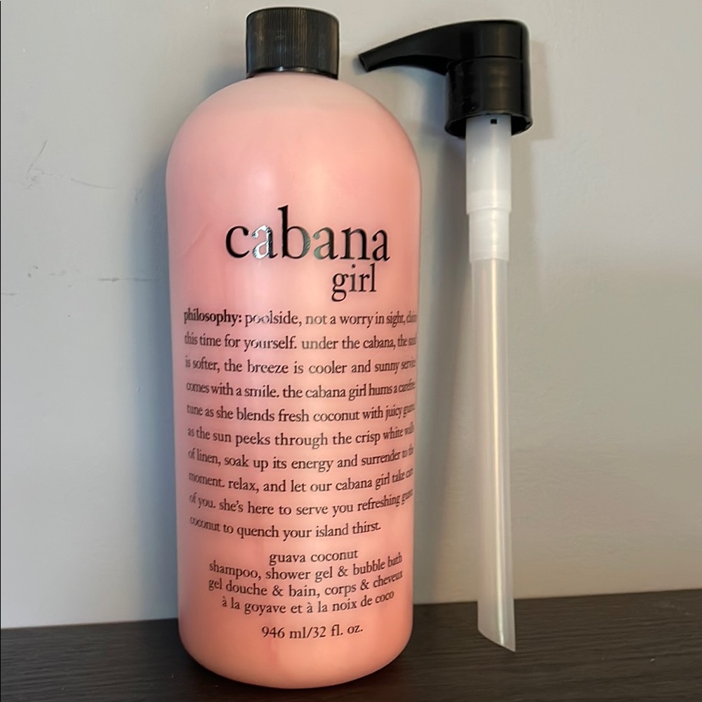 Philosophy Cabana Girl Shower Gel, Shampoo, Bubble Bath with Pump Sealed 32 oz